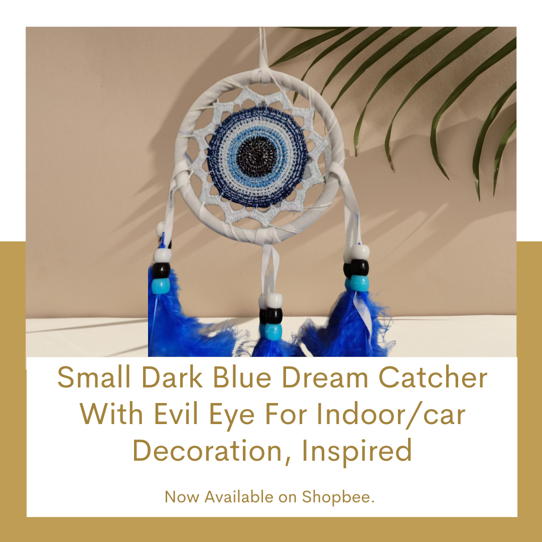 Small Dark Blue Dream Catcher With Evil Eye For Indoor/car Decoration, Inspired