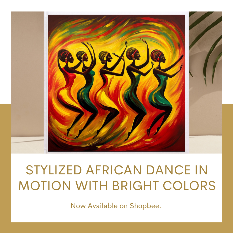 Stylized African Dance in Motion with Bright Colors