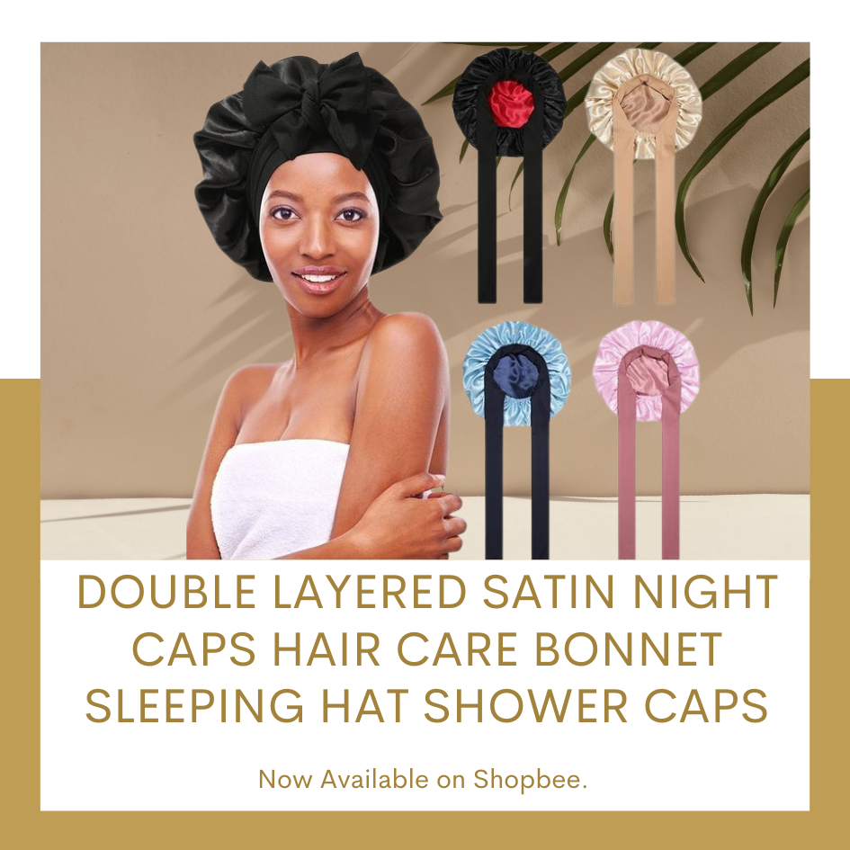 Double Layered Satin Night Caps Hair Care Bonnet Sleeping Hat Shower Caps for Wo