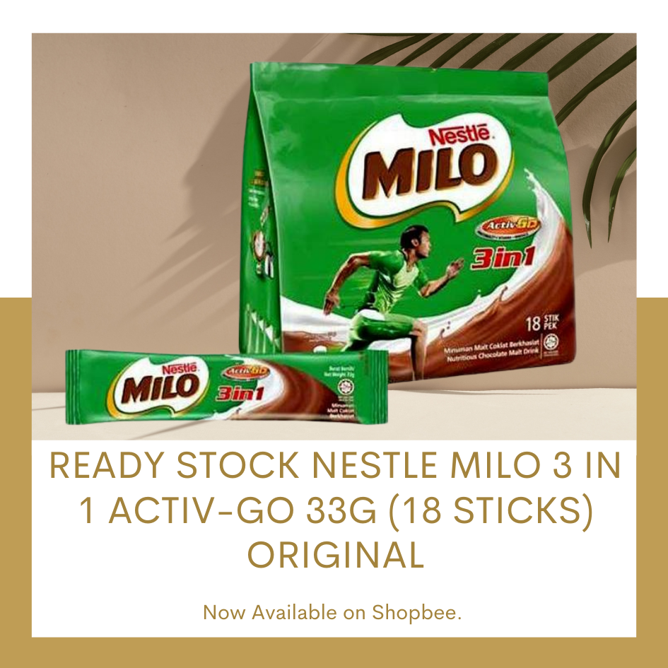 Ready Stock Nestle MILO 3 In 1 Activ-Go 33g (18 Sticks) ORIGINAL