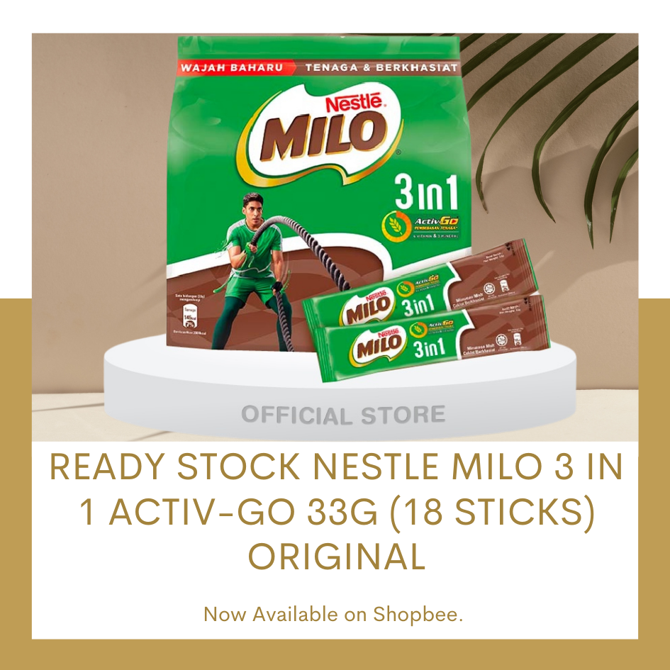 Nestle MILO 3 In 1 Activ-Go (33g) Original (8 Sticks / 18 Sticks Sachets)